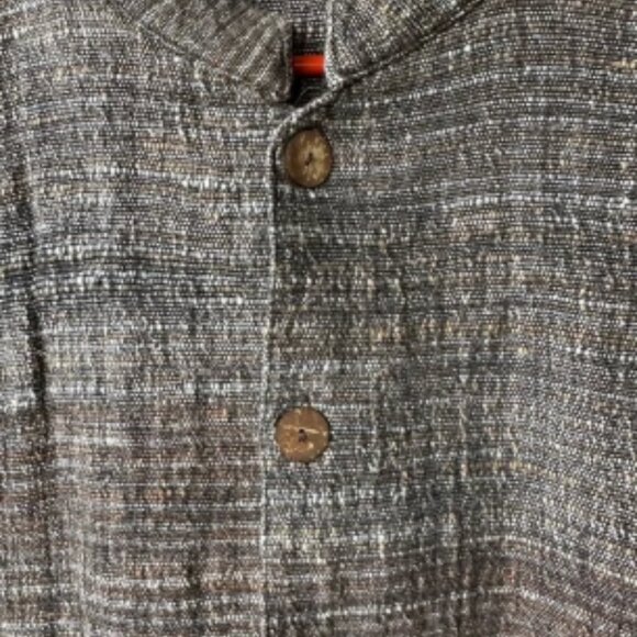 Yasuko Kurisaka Mandarin Button Down Blazer Tweed Boucle Brown Gray Jacket - Picture 5 of 7